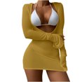 thumbnail image 2 of Meichang Maillots de Bain Trois Pièces pour Femmes avec Robe de Plage par-Dessus, Bikini à Dos Nu, Ensembles de Bikini Triangle String, Maillot de Bain avec Découpe, Sortie de Plage, 2 of 3