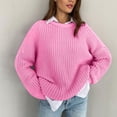 thumbnail image 2 of TIMIFIS Chandails pour Femmes Chandail Chandail Haut Col Rond Manches Longues Surdimensionné Tricot Douillet Épais Chaud chandail Hiver Automne Chandail Haut Vêtements d'Extérieur Automne/hiver, 2 of 5