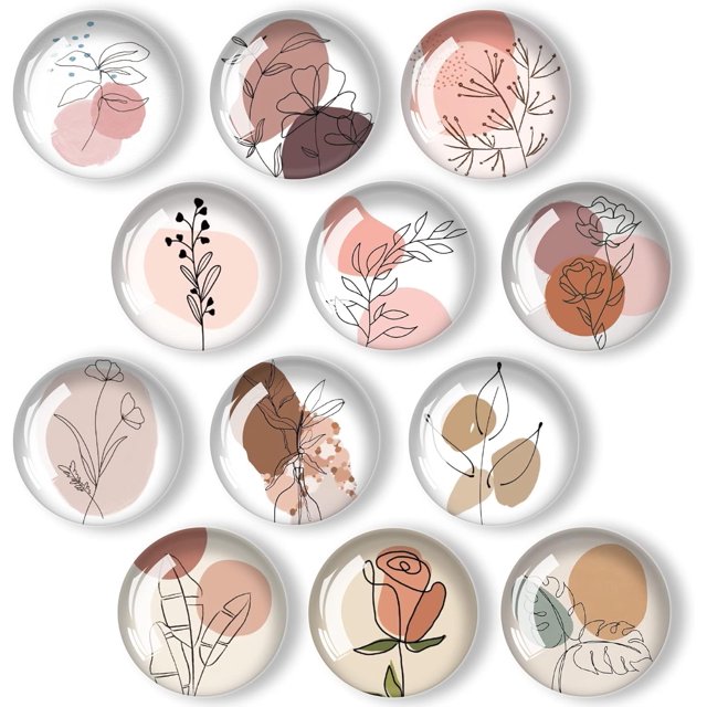 12Pcs Glass Fridge Magnets Sticker, Cute Heavy Duty Fridge Magnets for Locker, Strong Refrigerator Magnets for Office Kitchen Whiteboard Home Decorative Magnets for Gift