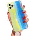 thumbnail image 1 of Compatible avec Étui iPhone, Motif Arc-en-Ciel Pailleté Bling Dos Rigide Rayé Filles Femmes Pare-Chocs en TPU Souple Silicone pour iPhone 11Pro MAX (Vert), 1 of 7
