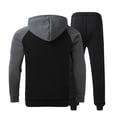 thumbnail image 3 of Male Casual Solid Two Wool Suits for Men Slim Fit Piece Suit Zipper Pocket Men Slim Suit Set Raglan Sleeve Hoodies Drawstring Man Dress Suit Zipper Pocket Pants Set, 3 of 8