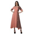 thumbnail image 1 of Moomaya Robe Midi en Viscose à Manches Courtes Imprimée Style Santoon à Taille à Cordon pour Femmes, 1 of 5