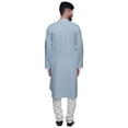 thumbnail image 2 of Atasi Solid Button Down Kurta For Boys Asymmetric Long Sleeve Kurta For Men, 2 of 4