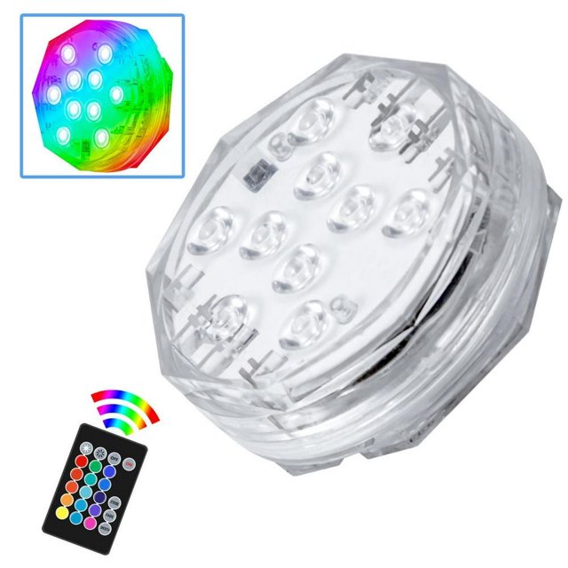 JUNWELL Underwater Swimming Pool Lights 10 LED Submersible Pond Fountain Lights