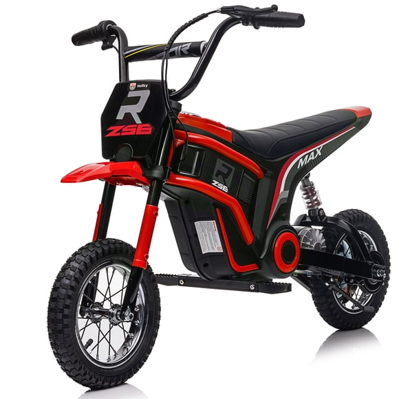 VOLTZ TOYS 24V Electric Dirt Bike for Kids with 350W Motor, High-Speed Motocross Ride-On Motorcycle Max 24 km/h, Off-Road Toy with Suspension & MP3 Player, Red