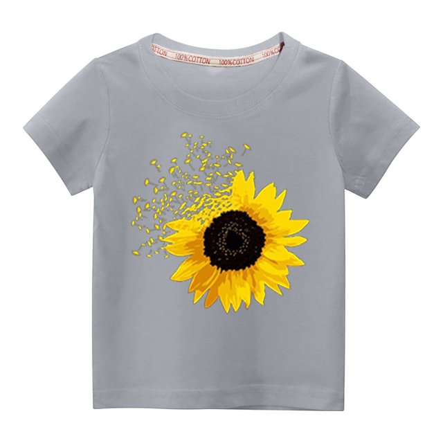 EGNMCR Blouses & Chemises à Manches Courtes Col Rond pour Tout-Petits Garçons Filles Mode Mignon Col Rond Imprimé Haut à Manches Courtes Blouse Fille