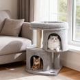 thumbnail image 4 of Costway 26" Small Cat Tree with Large Padded Plush Perch, 2 Condos, Sisal Scratching Posts Light Gray, 4 of 10