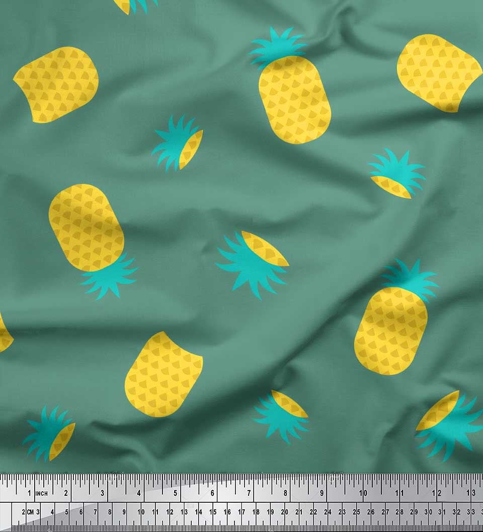 Soimoi Poly Georgette Fabric Pine Fruits Printed Craft Fabric by the Yard 52 Inch Wide