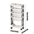 thumbnail image 3 of AHMT 5 Tier Movable Bookshelf Bookcase Removable Book Rack Plastic Rolling Storage Organizer Shelf Mobile Bookshelf with Wheels for Office Living Room Home Kitchen School(Gray), 3 of 6