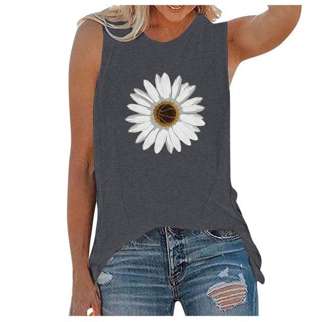 Pompotops Femme Mode Décontractée Imprimé Sans Manches Haut Blouse Débardeur Camisole
