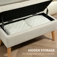 thumbnail image 4 of HOMCOM Banc Ottoman Rembourré avec Rangement avec Pattes en Bois, Blanc Crème, 4 of 10