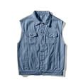 thumbnail image 4 of Birdeem Vestes pour Hommes Hommes Couleur Unie Moto Col Rabattu Denim Punk Veste Sans Manches, 4 of 12