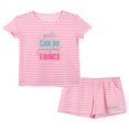 thumbnail image 1 of 2-Piece Girls Pajama Set for Summer Stripe & Glittering Pjs  Size 6-16, 1 of 6