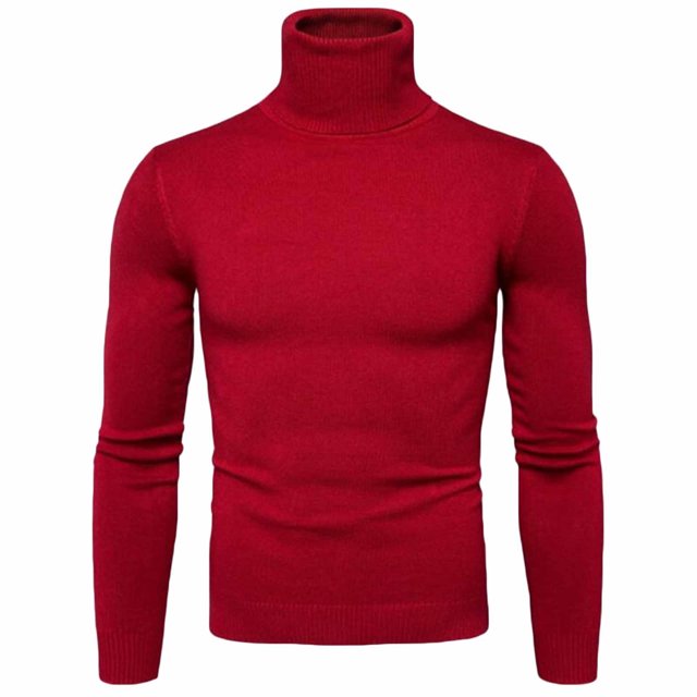 RKSTN Chandail pour Homme Automne Mode Décontractée Uni Chandail Col Roulé Bordure Tricot de Base Garder au Chaud Chandail Blouse Décontractée Ample Chandails
