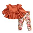 thumbnail image 1 of MesaSe Baby Girls Spring Solid Color Long Sleeve Tops + Floral Long Pants Clothes Set, 1 of 9
