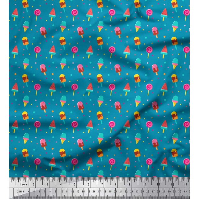 Soimoi Orange Poly Georgette Fabric Artistic Flower & Geometric Print Fabric by the Yard 42 Inch Wide