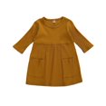 thumbnail image 1 of Baby Girls Ribbed Knitted Dress Solid Three Quarter Sleeve Princess Clothes, 1 of 3