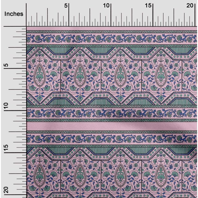 oneOone Viscose Chiffon Fabric Leaves & Floral Block Printed Fabric 1 Yard 42 Inch Wide