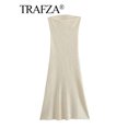 thumbnail image 3 of Femmes 2024 Été Sexy Robe Solide Sans Manches Dos Bustier une Ligne Femmes Élégantes Robes pour Soirée Plage, 3 of 6