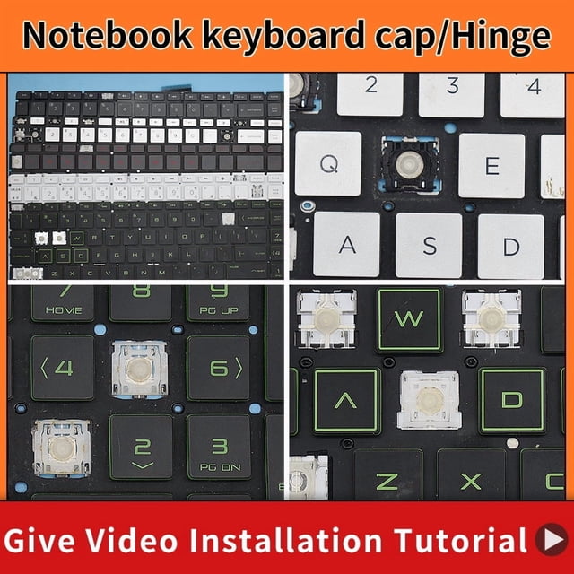 Replacement Key Cap&Hinge For HP Pavilion 15-DA 15-DB 15-DX TPN-C136 TPN-C135 15-DR 250 G7 255 G7 Keyboard Keys Keycaps 1Keycap Hinge Rubber