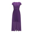 thumbnail image 4 of UPPADA Soldes d'Été Liquidation 2024! Robes Grande Taille pour Femmes aux Formes Robe d'Invitée de Mariage Manches Courtes Col en V Robes de Cocktail à Étages Fluide Robe Ceinturée Robes Bohèmes d'Été pour Femmes 2024, 4 of 6