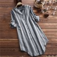 thumbnail image 2 of XZNGL Plus Size Top Women Button Up Pullover Cotton Striped Top Plus Size Tunic Blouse Button Up Shirt, 2 of 5