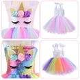 thumbnail image 4 of HAWEE Robe Tutu Dreams à Paillettes Licorne pour Filles 2-10 Ans avec Bandeau Licorne Fête d'Anniversaire Hiver Récital Danse Robes, 4 of 5