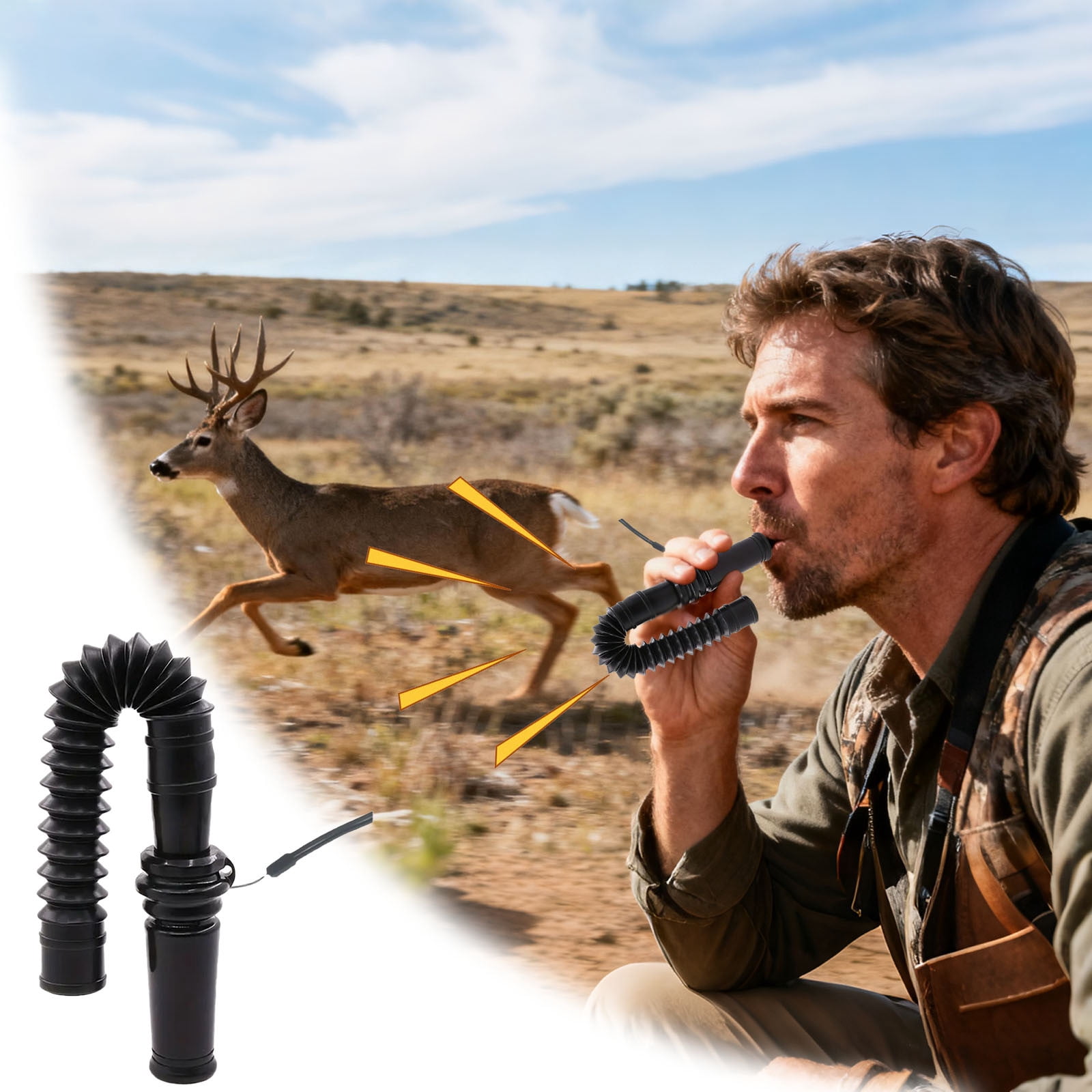 Decoration Deer Call Tube Call For Deer With Lanyard Portable With Realistic Vocalizations For Doe Fawn For Grounds Outdoor Detachable Into 3 Components (black)
