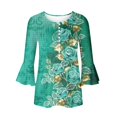 thumbnail image 4 of T-Shirt à Manches Courtes Imprimé Floral Top Dames Bleu L, 4 of 5
