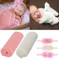 thumbnail image 2 of Coofit 2 Pcs Emmaillotage pour Bébé Mode Coton Extensible Accessoire Photo pour Bébé avec 3 Bandeaux, 2 of 10