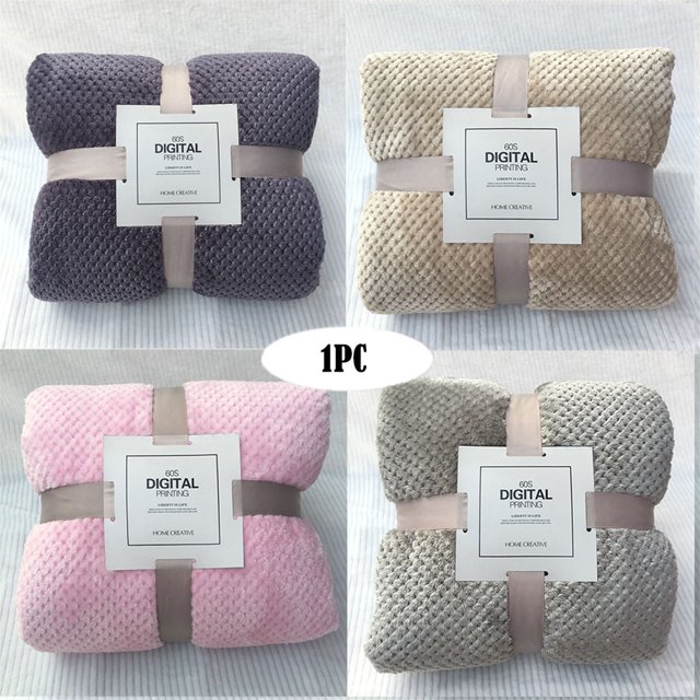 Dvkptbk Soft Warm Plaid Fleece Bed Blanket Large Mesh Flannel Blankets Thick Breathable