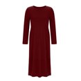 thumbnail image 3 of Ovzne Robes pour Femmes Robe Mode Femme Décontractée Couleur Unie Manches Longues Robe Ronde Robe de Vacances Manches Longues Liquidation, 3 of 5