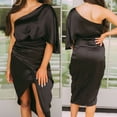 thumbnail image 4 of Robe de Soirée Ourlet Irrégulier Taille Haute Col Froncé Robe de Soirée pour Dîner, 4 of 13