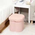 thumbnail image 3 of PINPLUS 12.6" Pink Ottoman Storage Box, Folding Storage Seat Box, Small Footstool For Living Room, Kid's Toy Chest Box, Teddy Flower Shape, 3 of 7