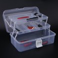 thumbnail image 3 of Xinrub Transparent Plastic Storage Box  Foldable Three Layers Tool Organizer Container Case With Handle, 3 of 8