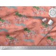thumbnail image 3 of Soimoi Orange Poly Georgette Fabric Palm Tree, & Flamingo Bird Printed Fabric 1 Yard 42 Inch Wide, 3 of 3