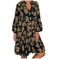 thumbnail image 1 of Birdeem Womens Ladies Casual Plus Size Loose Print Long Sleeve V-Collar Button Mini Dress, 1 of 9