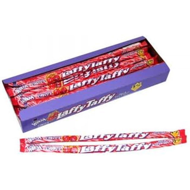 Laffy Taffy Cherry Rope Candy 0.81 oz 24 Pack – Chewy Cherry Flavored Taffy Ropes Bulk Box 4 PACK