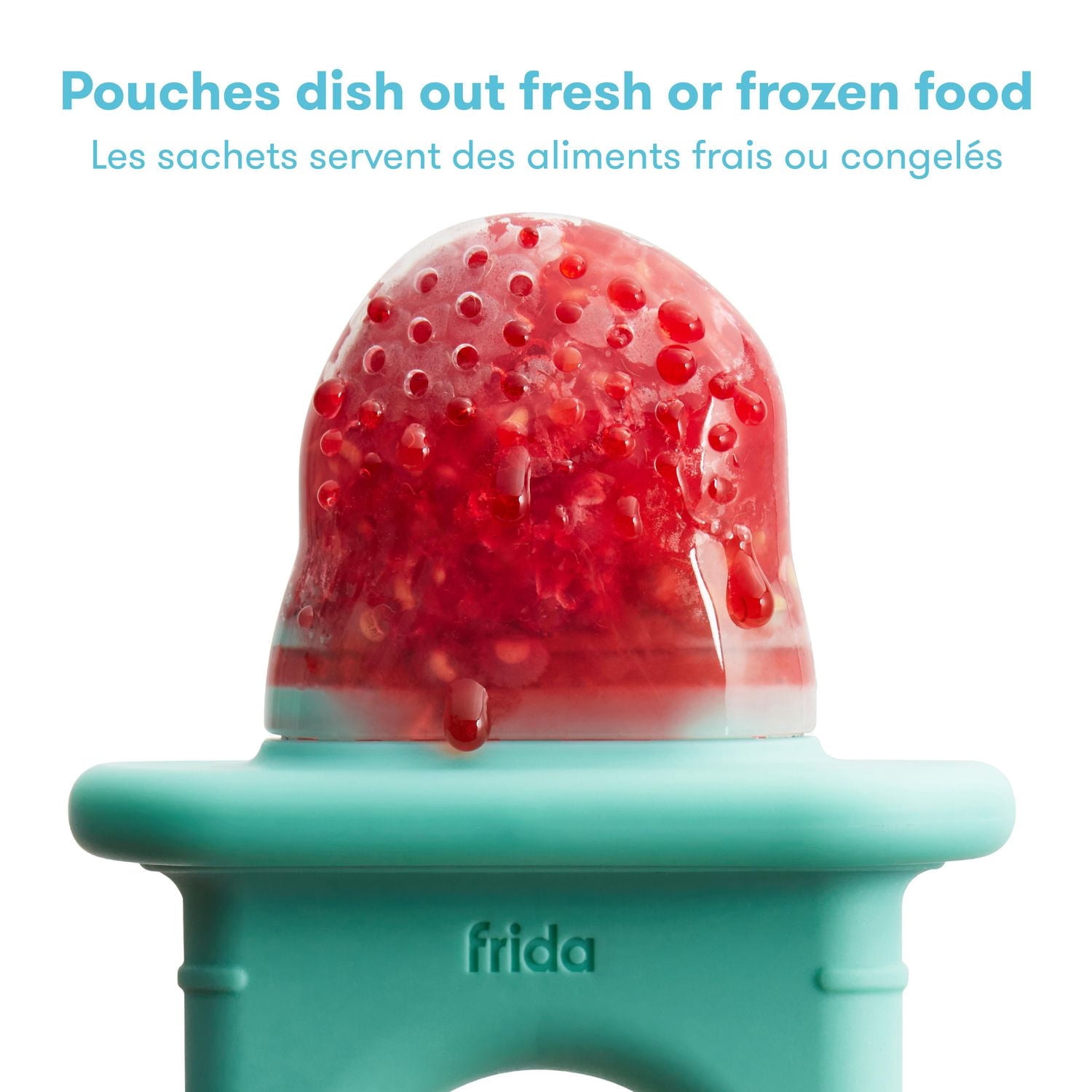 Frida Baby - Push Pop Feeder, Baby Fruit Food Feeders, Safely Introduce New Foods, Easter Basket Stuffer for Babies, Fresh + Frozen, Silicone, BPA Free, Dishwasher Safe - Teal