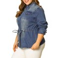 thumbnail image 4 of GRACE & GRANDEUR Women's Plus Size Stand Collar Zipper Denim Jacket, 4 of 8