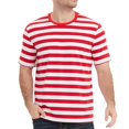 thumbnail image 1 of MYG Chemises Décontractées Homme Manches Courtes Rayé Rouge Blanc Polyester T-Shirt Été Vacances Voyage Chandail de Base Col Rond (TG), 1 of 9