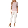 thumbnail image 2 of INSPIRE CHIC Hauts Froncés pour Femmes Col Rond Manches Courtes Dos Goutte d'Eau Blouse Florale S Rose Floral, 2 of 6