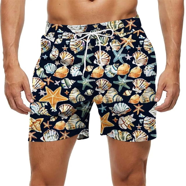 Kakii Men's Swim Trunks Hawaiian Bathing Mesh Lining Suit Swimsuits Beach Shorts with Pockets