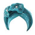 thumbnail image 2 of Fashion Women Beading Braid Hat Muslim Ruffle Cancer Wrap Cap Sleep Caps Satin Lined Hair Bonnets, 2 of 2