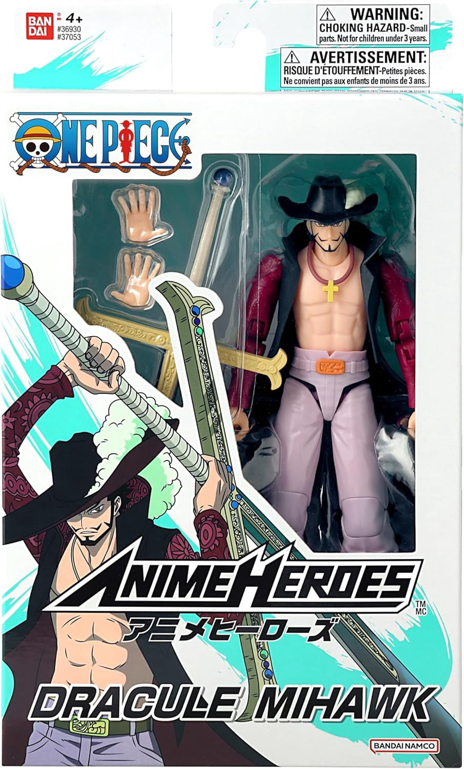 Anime Heroes - One Piece - Dracule Mihawk Action Figure by Bandai Toys
