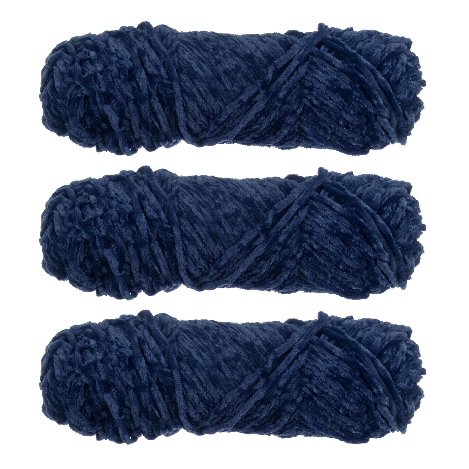 Unique Bargains Chenille Polyester Navy Blue Yarn, 3 Skeins