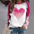 thumbnail image 1 of Chemise de Saint-Valentin pour Femmes 2024 Col Rond Chemises Décontractées Cœur d'Amour Graphiques Tees Manches Longues Amples Pull Tops Mode Vacances T-Shirt, 1 of 3