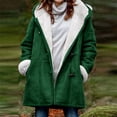 thumbnail image 1 of XZNGL Women Winter Plus Size Solid Plus Velvet Coat Long Sleeve Horn Buckle Pocket Overcoat Tops, 1 of 1