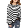 thumbnail image 1 of Cowsor Girls' Striped Long Sleeve Top – Round Neck (6-14Y), 1 of 7