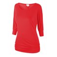 thumbnail image 1 of Matchstick Women's 3/4 Sleeve Basic Drape Top with Side Shirring, 1 of 4